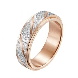 Epinki Bague Tournante Acier Inoxydable, Bague d'Anxiété Mat Or Rose Bague Anti Stress pour Femme Taille 62 (EpinKi, neuf)