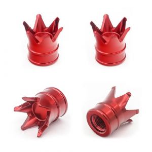 Misuyue 4 pi&egrave;ces Bouchon Valve Pneu Voiture Couronne, Heavy Duty Bouchon de Valve Voiture en M&eacute;tal, Universel Bouchon Valve V&eacute;lo en Aluminium pour Voitures, Camions, Motos, SUV (Rouge) (misuyue, neuf)