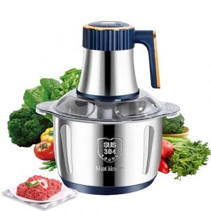 Hachoir &eacute;lectrique 5L, Hachoir &agrave; Viande Polyvalent 500W, 5 Niveaux de Vitesse Hachoir &Eacute;lectrique d'Aliments, Avec 6 Lames Amovibles Mixeur Hachoir Multifonction pour Viande L&eacute;gumes et Fruits (Bleu) (EagerMinds, neuf)