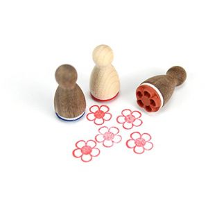 Stemplino&reg; Mini tampon - Motif fleur - 12 mm de diam&egrave;tre - Tampon en bois pour enfants et bullet journal (Design aus Berlin, neuf)