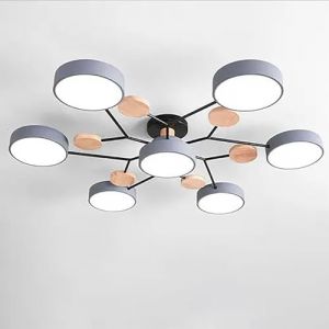 YDIJFLL Moderne LED Plafonnier Bois Vert Semi Encastr&eacute; Plafonnier 4/5/6/7 Mol&eacute;Cule Nordique Gris Cercle Rond Acrylique Abat-Jour Blanc Luminaire pour Salon, Chambre &agrave; Coucher(Size:7 Lights,Color:D) (Gathers from Everywhere, neuf)