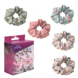 Scrunchies Disney, Minnie, Princesse, Frozen II, Lilo & Stitch, Charge des 101, Aristochats, élastiques pour cheveux en toile, queue de code, 3 pièces, multicolore (Princesses (5 pièces)) (Massi s.r.l., neuf)