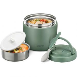 Itslife Boîte Alimentaire Isotherme, 970ml Boite Isotherme Repas Chaud, Lunch Box Isotherme avec Cuillère, Thermos Alimentaire Chaud en Acier Inoxydable, Thermos Isotherme pour Ecole Bureau (Vert) (Itslifeuk, neuf)