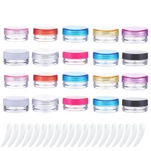 Contenants Cosm&eacute;tiques, 20 Pi&egrave;ces Contenant Voyage, Pots D'&eacute;chantillons de Voyage, 20 Spatule, Pots Cosm&eacute;tiques Vide, Conteneurs Cosm&eacute;tiques Pot &Eacute;chantillon pour Lotion, Cr&egrave;me, Stockage de Maquillage (TQP CADEAU SARL, neuf)
