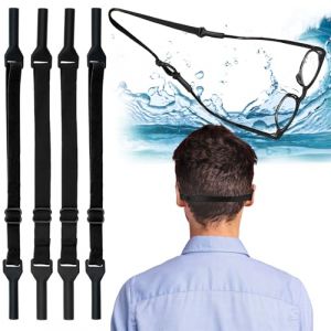 VZXQX Cordon Lunettes Sport Ajustable pour Hommes Femmes Enfants, 4 Pcs Attache Lunette Sport Accroche Lunette, Cordon Lunettes Flottant pour Sport Nautique, Sangles de Lunettes de Soleil Sans Queue (JIU JIANG JUYASUI MAOYI YOU XIAN GONGSI, neuf)