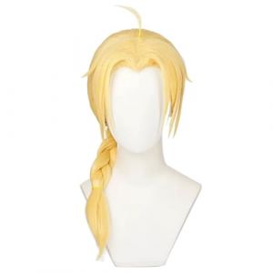 Anime Edward Cosplay Perruque De Cosplay Elric Entièrement En Métal Tresse Dorée Perruques De Costume De Cheveux En Fibre Résistante À La Chaleur (BELEB, neuf)
