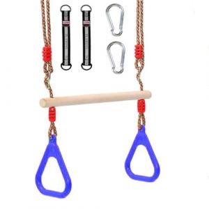 Morwealth Balan&ccedil;oire trap&egrave;ze Multifonction en Bois pour Enfants avec Anneaux en Plastique - Charge maximale : 120 kg - pour l'int&eacute;rieur et l'ext&eacute;r (Bleu) (Morwealth, neuf)