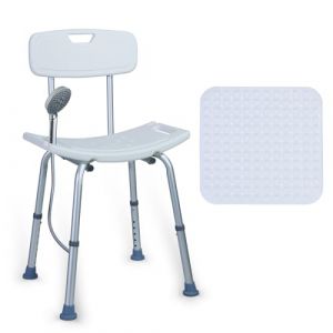 CCLIFE Tabouret de Douche pour Personnes âgées avec Dossier et Tapis Antidérapant Tabouret de Douche de Luxe 120 kg Hauteur Réglable Facile à Assembler Outil d'assistance à la Douche (CCLIFE Technic GmbH, neuf)