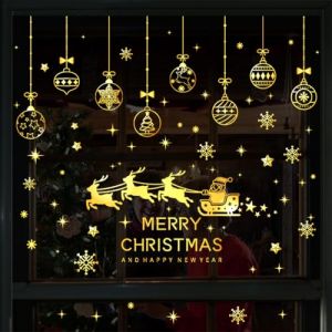 Stickers Noel Fenetre, Stickers Noel Fenetre, Stickers Noel Fenetre R&eacute;utilisable, R&eacute;utilisable Statique Adh&eacute;sif PVC Stickers, pour Fen&ecirc;tre Porte Miroir (Behaodian Store, neuf)