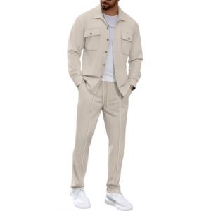 Oanviso Surv&ecirc;tement Homme 2 Pi&egrave;ces Ensemble Veste Sweat et Pantalon Jogging Combinaison D&eacute;contract&eacute; Pull Tenue de Sport Manteau Blouson Pantalons A Kaki 3XL (Osheoiso Inc., neuf)