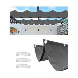 Rétractable Vague Toile D'ombrage Rectangulaire Imperméable 3x4.5M(LXL) Voile Ombrage Filet D'ombrage Bâche Ombrage Protection UV Solaire pour Jardins Balcons Terrasse Pergola Gris foncé (Woace®, neuf)