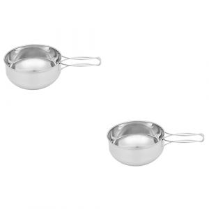 SUPVOX 2 Pièces bol extérieur en acier inoxydable pot de randonnée casseroles de camping poêle cuvette pliable camping ustensiles de cuisine accessoires de camping cuisson combinée Silver (Curve Saver, neuf)