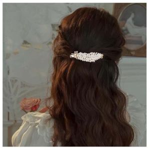 Cybche Barrette Plume En Strass Barrette Plume En Cristal Barrette Feuille En Strass &Eacute;pingle &Agrave; Cheveux Feuilles En Cristal Accessoires Pour Cheveux Bijoux Pour Femmes (2pcs) (PengDingli, neuf)