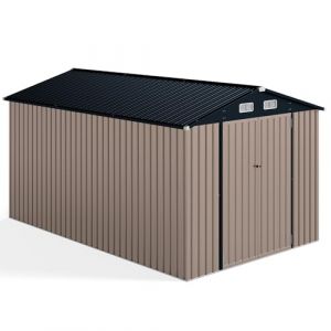 HOMASIS 3.5x2.2m Abri de Jardin M&eacute;tal Exterieur, Cabane de Jardin avec Porte, Toit Inclin&eacute; et Fen&ecirc;tre de Ventilation, Abri &agrave; Outils Structure Renforc&eacute;e, Haute R&eacute;sistance pour Ferme,350 x 223 x 197 cm (Homasis, neuf)