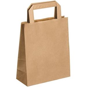 250 Petits Sacs Papier kraft &eacute;cru avec poign&eacute;e 6 litres largeur 22 cm, hauteur 28cm, soufflet 10 anse plate solide, r&eacute;sistant papier 70g non imprim&eacute; ref UGSE06PP1F (250) (solutions-imprimerie, neuf)