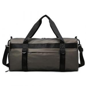 Vllcsla Sac de Sport Grande Capacité de Yoga, 50x25x25 cm, avec Poche Humide, Compartiment Chaussures, Sacs de Sport Homme Femme Gym Duffel Bag, Sac de Voyage Weekend Rond Léger, Hydrofuge, Champagne (Eco Memos, neuf)