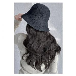 Bonnet de perruque Bonnet de perruque for femme, bonnet de perruque marron et noir, bonnet de perruque ondul&eacute;, perruque en fibre synth&eacute;tique r&eacute;sistante &agrave; la chaleur d'aspect naturel, adapt&eacute;e &agrave; une uti (haikouhua, neuf)