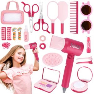 Ensemble de Salon de Beaut&eacute;,Kit Coiffure pour Enfants,41 Pi&egrave;ces Jouets de Salon de Coiffure,avec S&egrave;che-Cheveux,Ciseaux et Accessoires de Styliste,Cadeau d'anniversaire Jouets pour Filles de 3+ Ans (Norollber xp Kft., neuf)