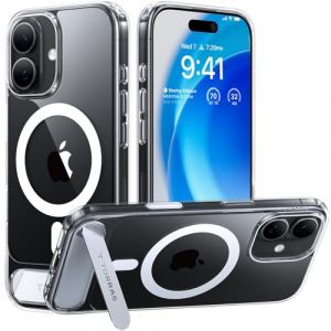 TORRAS Coque iPhone 17 avec Support &ndash; Support en Titane Durable, Compatible MagSafe, Protection cam&eacute;ra et Boutons, Protection antichute 12FT &ndash; Transparent (TORRAS Direct, neuf)