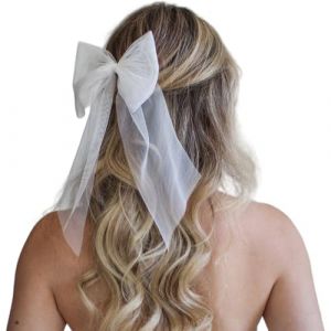 Épingle à cheveux avec nœud pour filles, grands nœuds, perles, voile pour robe de soirée, tenue élégante (JUNJUNli, neuf)