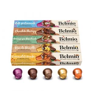 Belmio Capsules Nespresso Compatibles, Pack Mix de Saveurs, Capsules de caf&eacute; torr&eacute;fi&eacute;es moyennement, Intensit&eacute; 6, Qualit&eacute; belge authentique, 5 variantes de saveurs, 50 unit&eacute;s. (WorldArco, neuf)