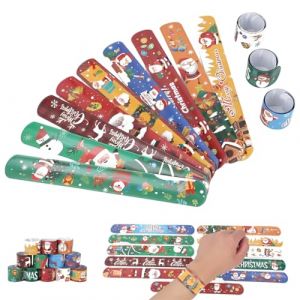 30Pcs No&euml;l Slap Bracelet Noel Enfant, Bracelet De No&euml;l, Slap Bandes,Bracelet Bracelet a Claquer Enfant Lot Bracelet Enfant, Cadeau Anniversaire Invites (Behaodian Store, neuf)