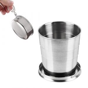 Doukesh 250ML Gobelet Pliable en Acier Inoxydable Tasse Pliable en Acier Inoxydable Gobelet Retractable Tasse Rétractable Pliante Tasse De Voyage Pliable Tasse Rétractable pour Camping (M) (LEdoudouLE, neuf)