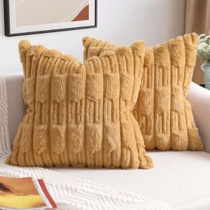 ZWJD Lot de 2 Housse Coussin 40x40 Fausse Fourrure Coussin Canape Douce Moelleuse Housse de Coussin Moderne D&eacute;coration pour Salon,Canap&eacute;,Chambre &agrave; Coucher, D&eacute;coration de Voiture (ZWJD-EU, neuf)