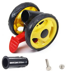 MroMax 1 roue de poussette de 92 mm x 18 mm avec frein, pour tuyaux circulaires de 19 mm, roue de rechange en plastique pour poussette et poussette d'animal domestique, noir et jaune (MroMax EU, neuf)