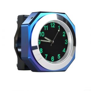 Jayruit Thermom&egrave;tre de guidon, horloge lumineuse pour guidon de moto, pour guidon de moto et alliage d'aluminium &eacute;tanche pour guidon de 22 &agrave; 28 mm (bleu) (FeiXunMaoYi, neuf)