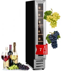 KLARSTEIN Vinovilla Cave a Vin Encastrable, Armoire Vin, à une Zone, Caves de Vieillissement pour Bouteilles Prosecco, Ecran Tactile, Mini frigo 5-22°C, 20L, 7 Argent (Klarstein France, neuf)