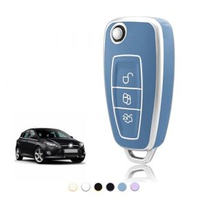TOOMUME Coque Cl&eacute; TPU, Etui Cl&eacute; &Eacute;tui Cl&eacute; Adapt&eacute; pour Ford Focus Fiesta Kuga Tourneo Transit Connect Custom Courier Puma Galaxy C-Max S-Max, Couvre Clef Cache Cle Voiture Tel&eacute;commande - Flip Key (TOOMUME, neuf)