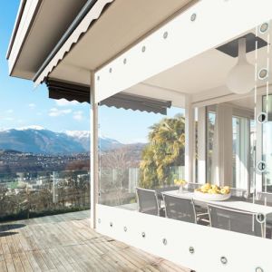 Bâche Transparente Exterieur avec Œillets,Terrasse Rideau Imperméable,Bache de Protection de Pluie pour Pergola,Plantes,Porche Garage(Hauteur x Largeur) 2x3m/6.56x9.84ft (GAOYUE, neuf)