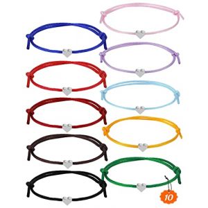 Bracelet d'amiti&eacute; coeur 10 pi&egrave;ces, cadeau d'anniversaire pour fille de bracelet coeur fille, bracelets d'amiti&eacute; de taille r&eacute;glable enfants meilleurs cadeaux d'ami pour les femmes (Ciying Store, neuf)