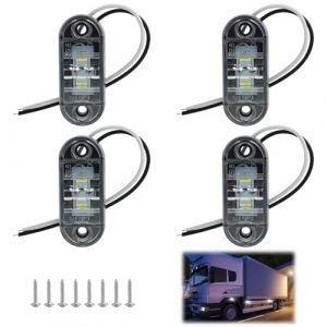 Jecdfs 4 pi&egrave;ces Blanc IP65 12 V/24 V Ovale LED lat&eacute;rales Feux, feux de gabarit, &eacute;clairage feux de position led pour camion, remorque, van, caravane, bus, bateau - feux avant et arri&egrave;re (MuHuiGuangYue, neuf)