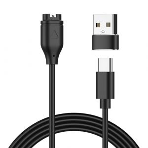 USB C Chargeur Cable pour Garmin Forerunner 55 255 245 265 935 945 955 965,Fenix 6 6S 6X Pro 7 7S 7X 5 5S 5X,Vivoactive 3 4 4S,Vivomove 3 3S,Vivosport avec Adaptateur Type-C vers USB-A (100cm) (JUTUStore, neuf)