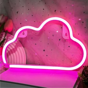 Weeddy Néon LED Nuage, Lampe Neon Signe Décoration Murale Alimenté par USB ou Pile, Enseigne Lumineuse Neon Deco pour Chambre à Coucher, Salon, Gaming, Bar, Noël, Fêtes (Nuage Rose) (WYFFD, neuf)