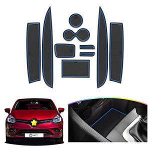 SKTU Clio 4 2013-2019 Tapis de Porte en Caoutchouc antid&eacute;rapant Mat Porte-gobelet Mat Bo&icirc;te de Rangement Antid&eacute;rapant Mat Console Mat (Bleu) (SKTU, neuf)