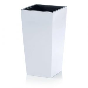 IMJ-Global - Pot de fleurs pour plantes et fleurs, Durs Grande H75 lisse, pour intérieur et extérieur, carré, haut, blanc, style moderne, en plastique, pour balcon, 91,5 L, 40 x 40 x 75 cm (IMJ Global, neuf)