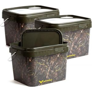X2 Seau de Camouflage Bat Tackle - Lot de 3 - 10 L - Camo - Rangement, Nourriture, Cendres, Bouillettes - Bait Bucket, SET3250 (Raven Intl., neuf)