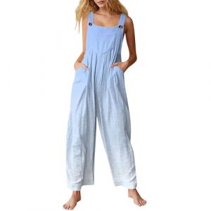 Robe Salopette Femme Combinaison Femme Salopette Ample Décontractée pour Femmes avec Bretelles Réglables avec Poches Combinaison Femme Chic et Elegant Combishort Femme (Bleu,M) (EZJOBLA(7-12 days delivery), neuf)