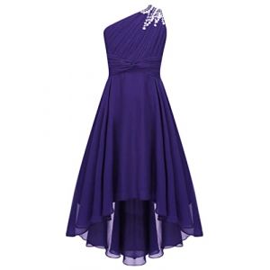 ranrann Enfant Fille Robe Cérémonie Soirée Mariage Robe Princesse sans Manches Paillette Bal Anniversaire 5-16 Ans Violet 11-12 Ans (ranraneu, neuf)