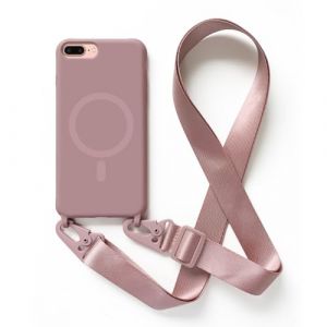Zyweil Coque Magn&eacute;tique pour iPhone 8 Plus/ 7 Plus/ 6 Plus/ 6S Plus avec R&eacute;glable Cordon,Collier &Eacute;tui Silicone Liquide Tour de Cou Lani&egrave;re en Corde Souple TPU Antichoc Housse Rose Or (qiubao, neuf)