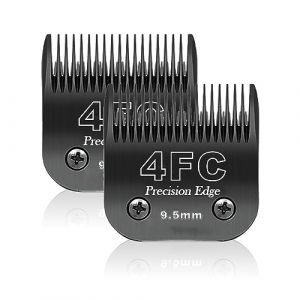 4F Lame de rechange pour toilettage de chiens,Compatible avec Les séries Heiniger/MOSER Max45 /Andis/Oster A5/Wahl 10KM Series Tondeuse pour Chien,Taille 4F 3/8" (9,5mm) Longueur de Coupe,2 unité Noir (sodaer555, neuf)
