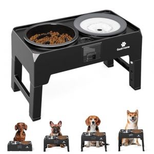 GUUSII HOME Gamelle Surélevée pour Grand Chien - Porte Bol Haute INOX - Bar à Gros Chien Moyen Chiot - Hauteur Réglable 43.5 * 24.4 * 12/25.7/29.7/33.7cm 2000ml (GUUSII HOME, neuf)