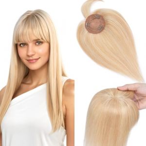 Elailite Volumateur Capillaire Femme Naturel a Clip Cheveux Naturel Toupet Humain (Base 10cm*10cm) 40cm #18+613 SABLE BLOND MECHE BLOND CLAIR (Naughty Fashion Mode, neuf)