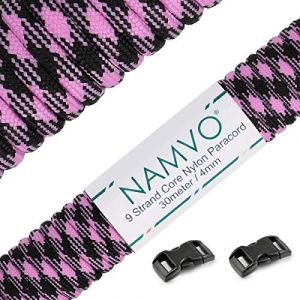 Namvo Paracorde 550 Mil Spec Type III 9 brins internes en Nylon Solide et résistant à la Rupture 30,5 m Rose (BUYBOXSTAR, neuf)