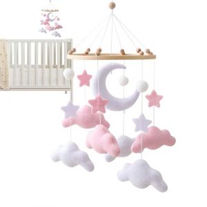 Dewireaey Jouet De Lit B&eacute;b&eacute;,Mobile Nuage en Felt pour Berceau | D&eacute;cor Apaisant en Felt pour Fille Fils Enfant Chambre Enfant Chevet (weiyas, neuf)