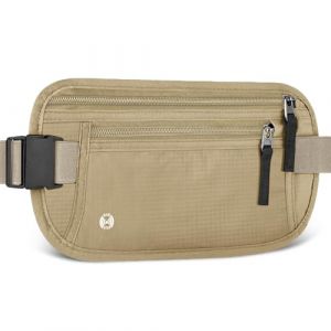 Aucuu Sac Banane de Voyage avec RFID Blocage, Sac Banane de Antivol Ultra Fin pour Homme Femme, Ceinture de Voyage de S&eacute;curit&eacute; Invisible R&eacute;glable pour Telephone, Passeport, Esp&egrave;ces, Carte de Cr&eacute;dit (Aucuu&reg;-EU, neuf)