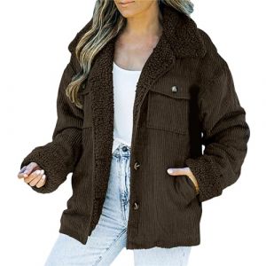 Cocila Veste Polaire &eacute;Paisse En Velours C&ocirc;Tel&eacute; Pour Femmes Couleur Unie Col Peluche Hiver Manteau Rembourr&eacute;E (Bronze Xxl) Veste Femmes Printemps Jeans Rouge Vestes De Randonn&eacute;E Homme Cowboy (CHOHJIA, neuf)